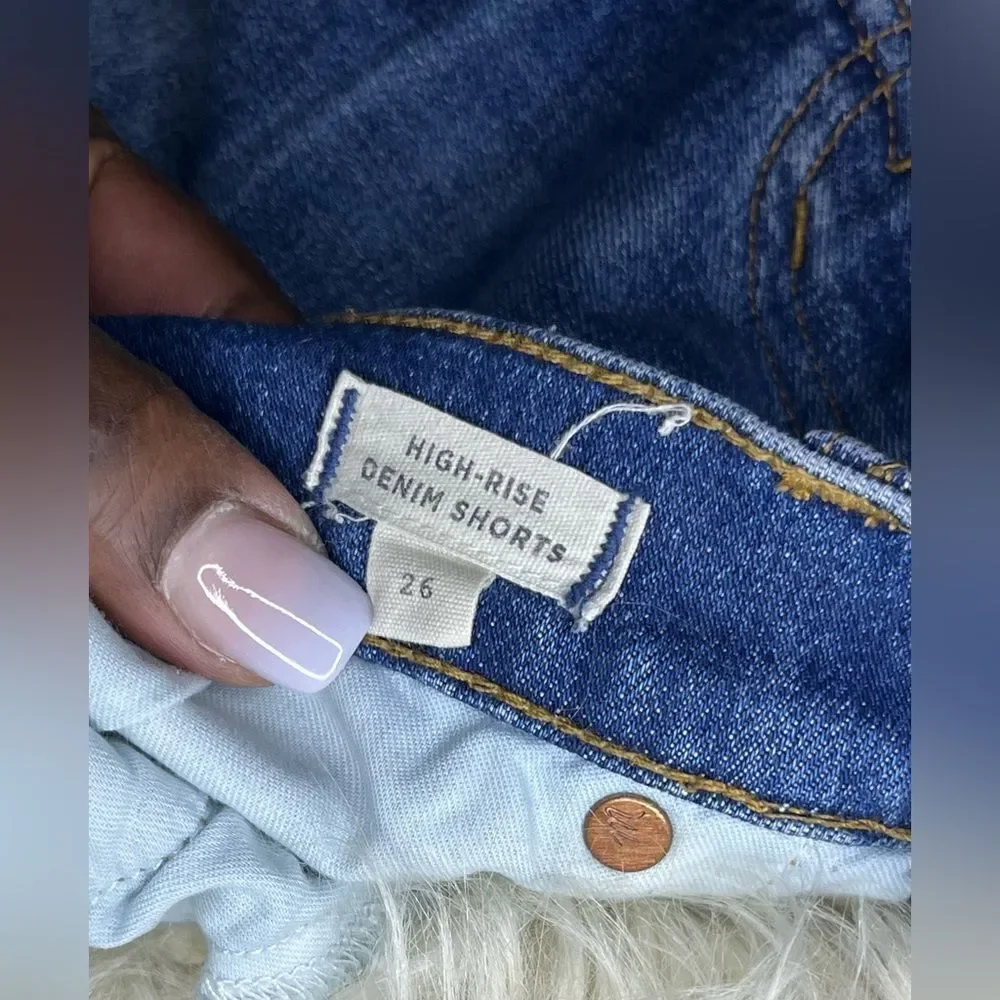 Madewell denim hi rise raw hem shorts sz 26